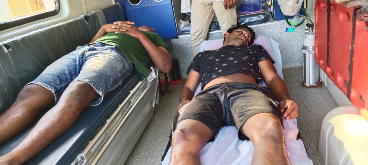 Sri Lankan Tamils rushed to the hospital after trying to take their lives at a protest. (South First/ Umar Sharieef)