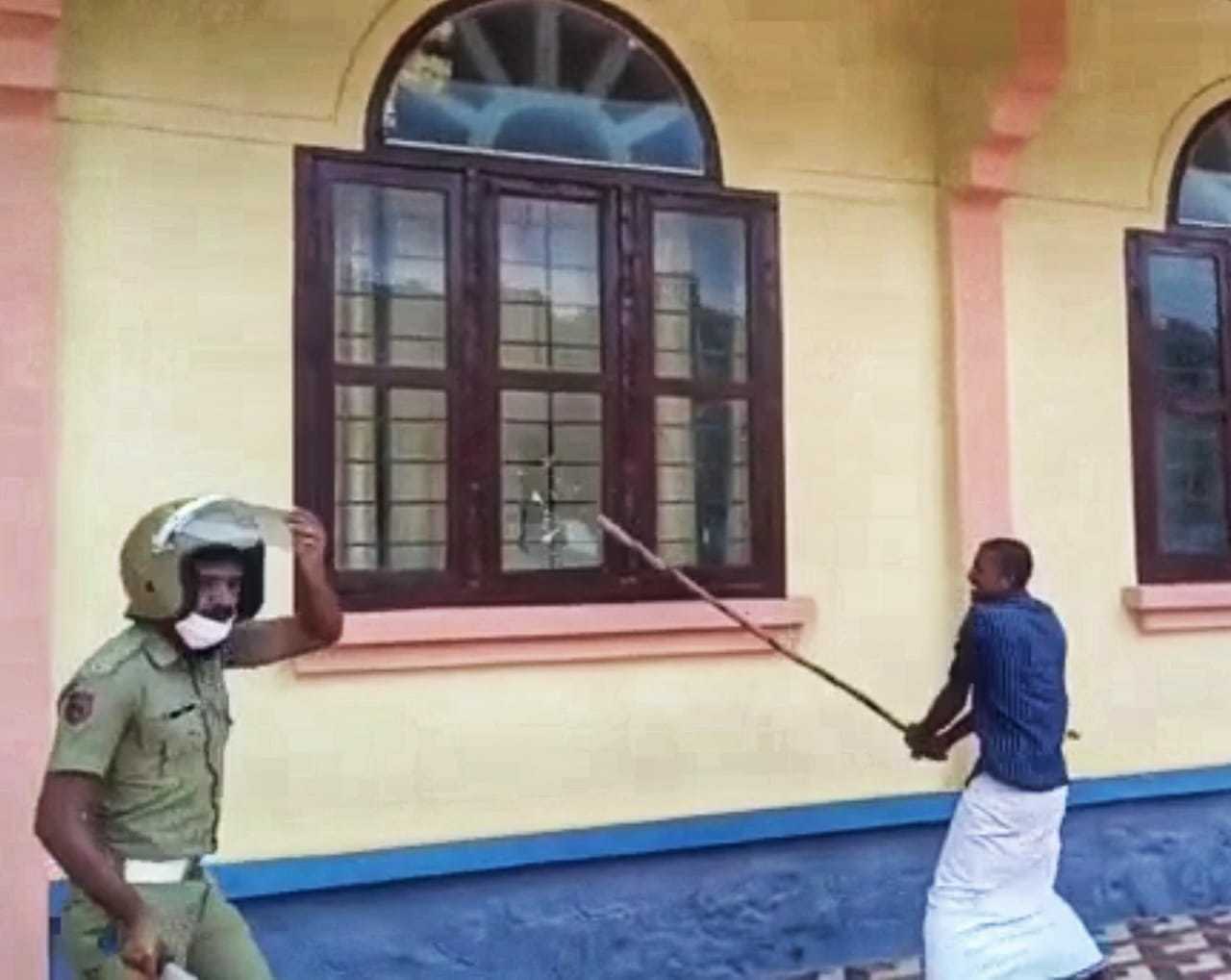 Kerala Students' Union activist who attempted to damage the NEET exam centre at Ayoor in Kollam as part of the protest on Tuesday, 19 July. (KB Jayachandran)