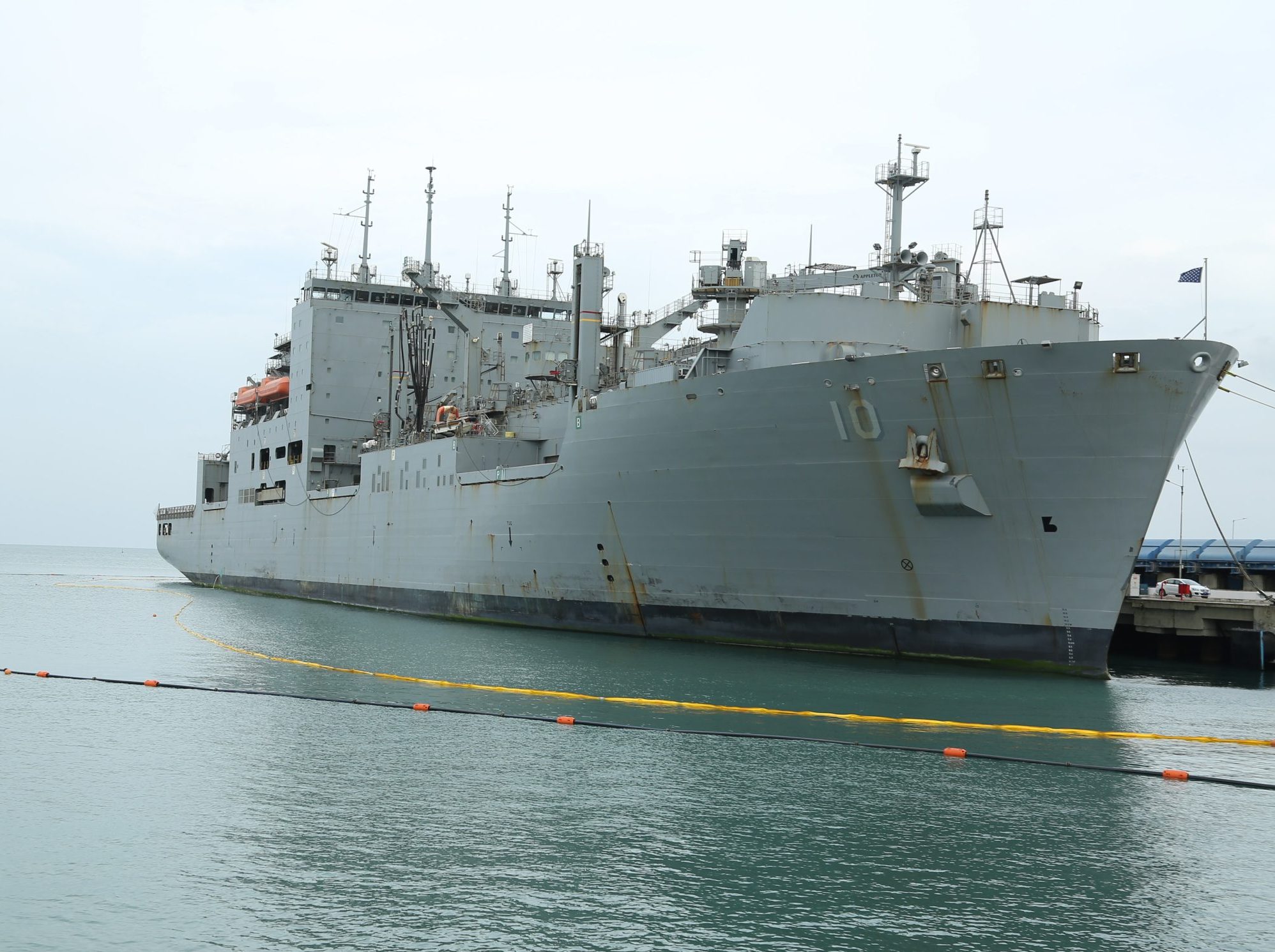US Navy vessel Charles Drew docked at the L&T Kattupalli shipyard for repair works.