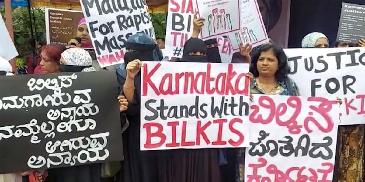Citizen groups demanding justice to Bilkis Bano on Saturday, 27 August. (South First)