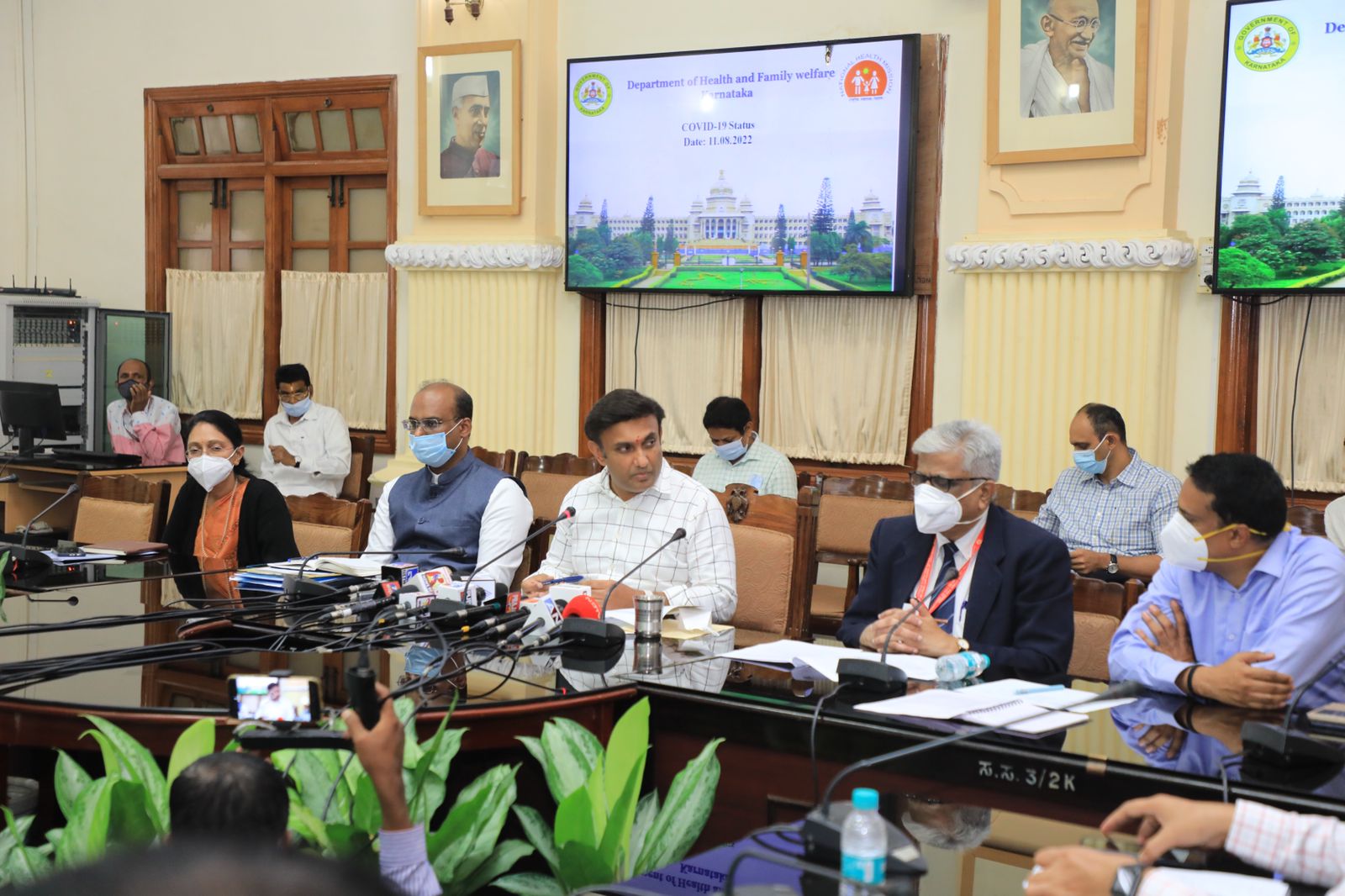 Karnataka Health Minister K Sudhakar at Covid 19 TAC meeting held on Thursday in Karnataka. (Supplied)