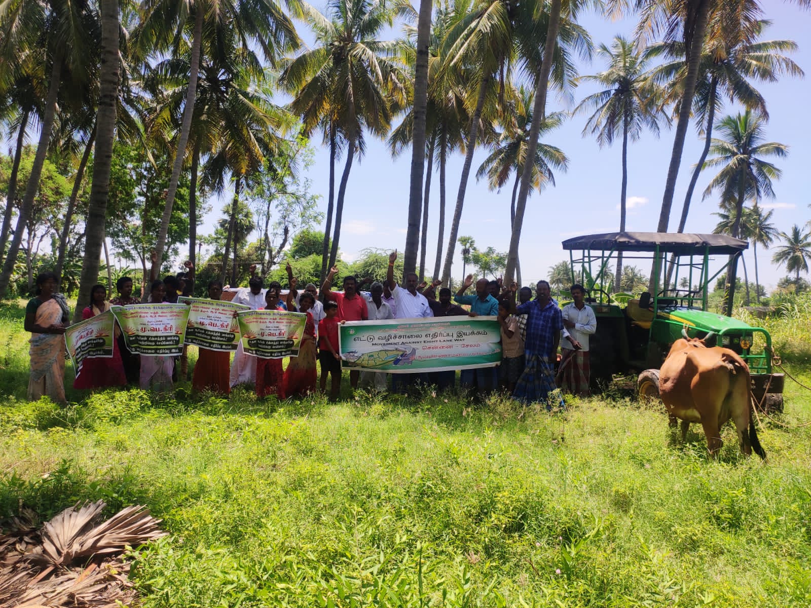 Farmers in Tiruvannamalai district protest against the proposed eight way lane