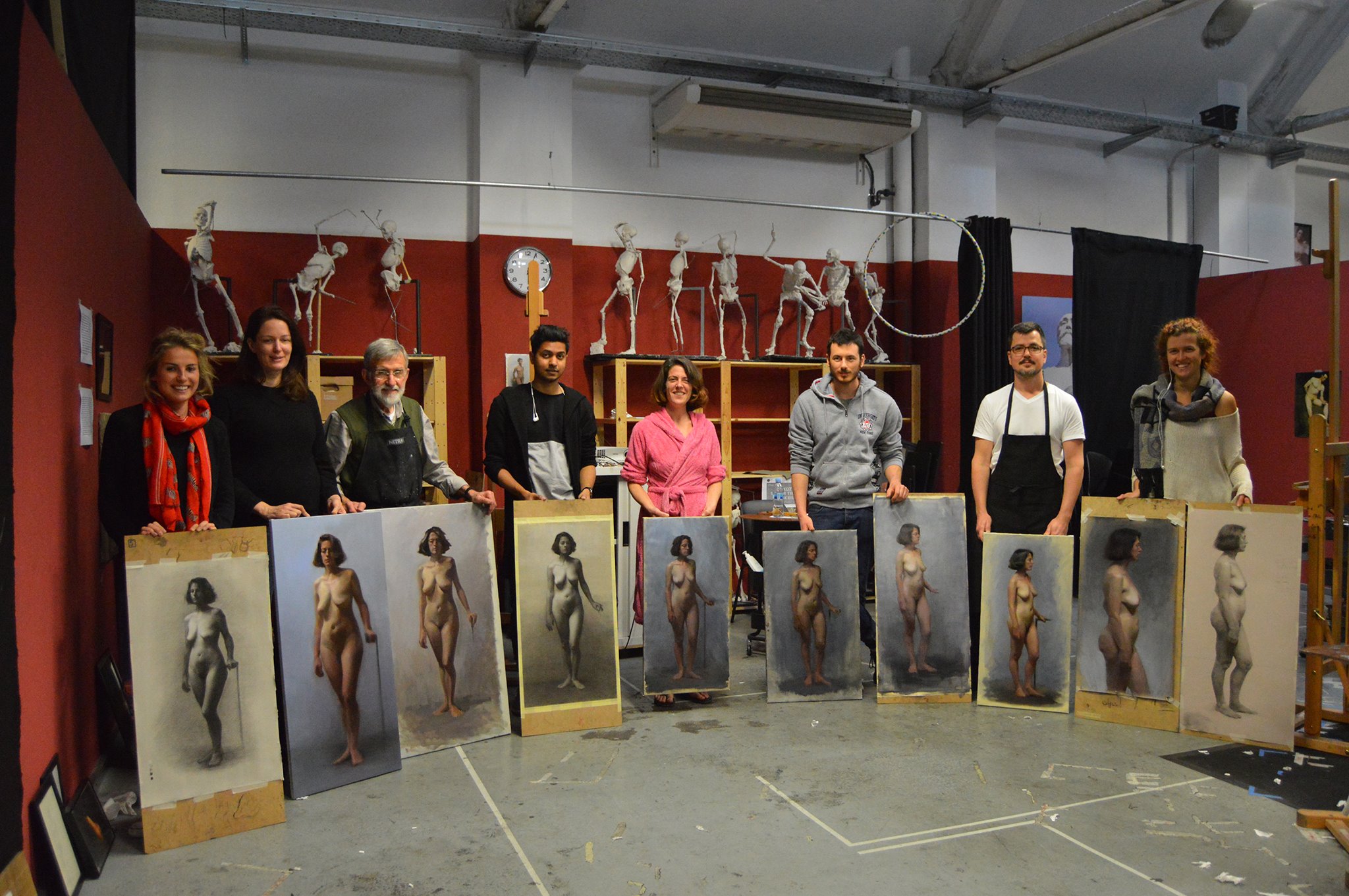 Ayuesh Agarwal with others at the Barcelona Academy of Art