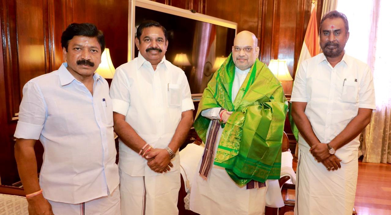 Former Tamil Nadu Chief Minister Edappadi K Palaniswami with Union Home Minister Amit Shah (file photo)