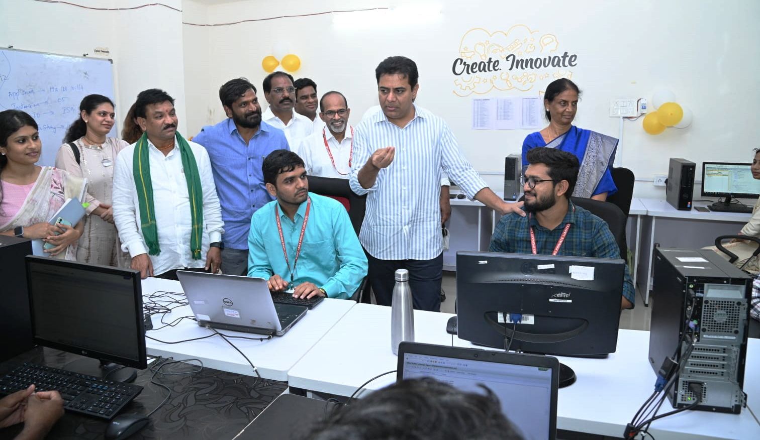 Telangana Information Technology and Industries Minister KT Rama Rao interacts with IT employees in the Adilabad district on Monday, 26 September, 2022. (Supplied)