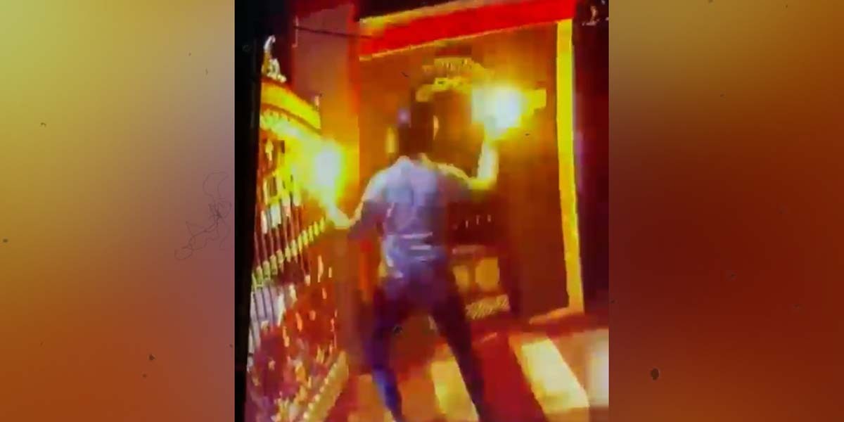 Unidentified man hurling petrol bombs at a BJP office in Kanyakumari on Saturday, 24 September. (South First)