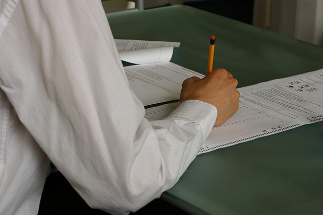 A Student writing exam