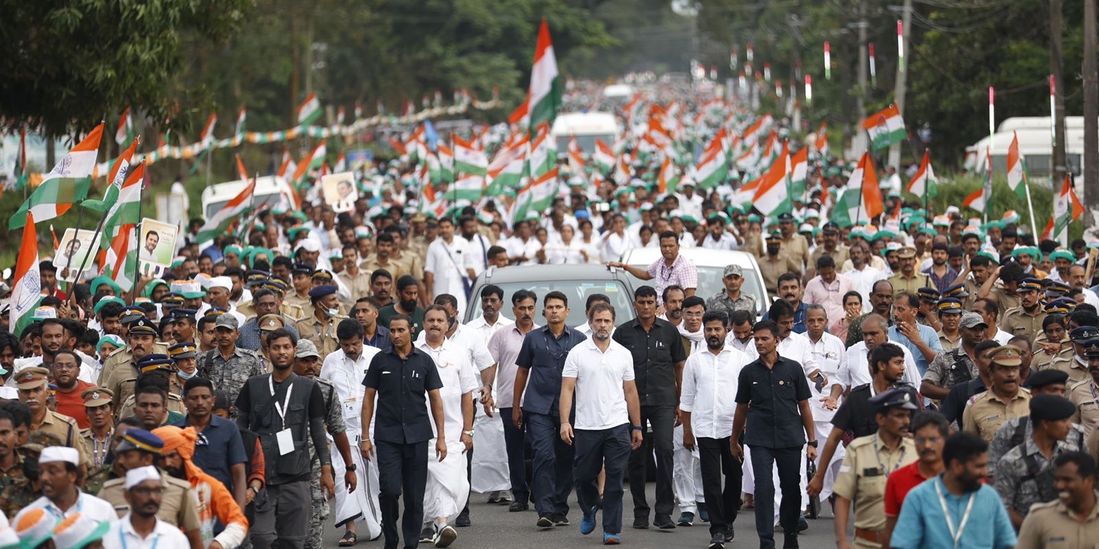 Rahul Gandhi during the Bharat Jodo Yatra in Kerala.