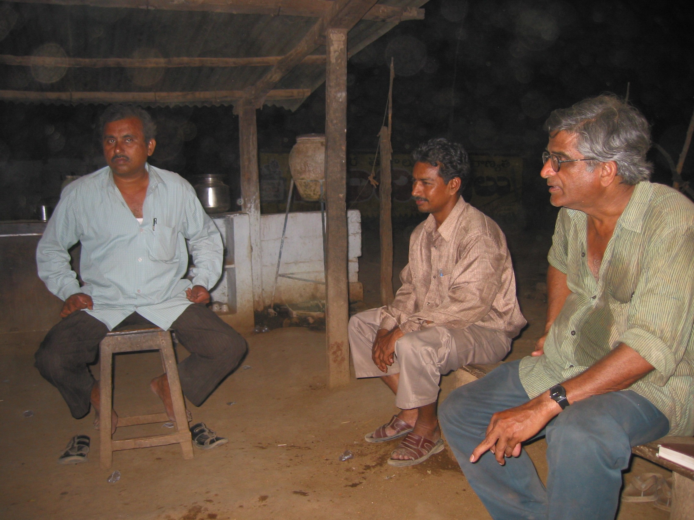 K Balagopal (right) in Karimnagar during a Human Rights Forum (HRF) yatra