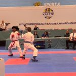 Karthik (on left) in action at the CKC in Birmingham. (Supplied)
