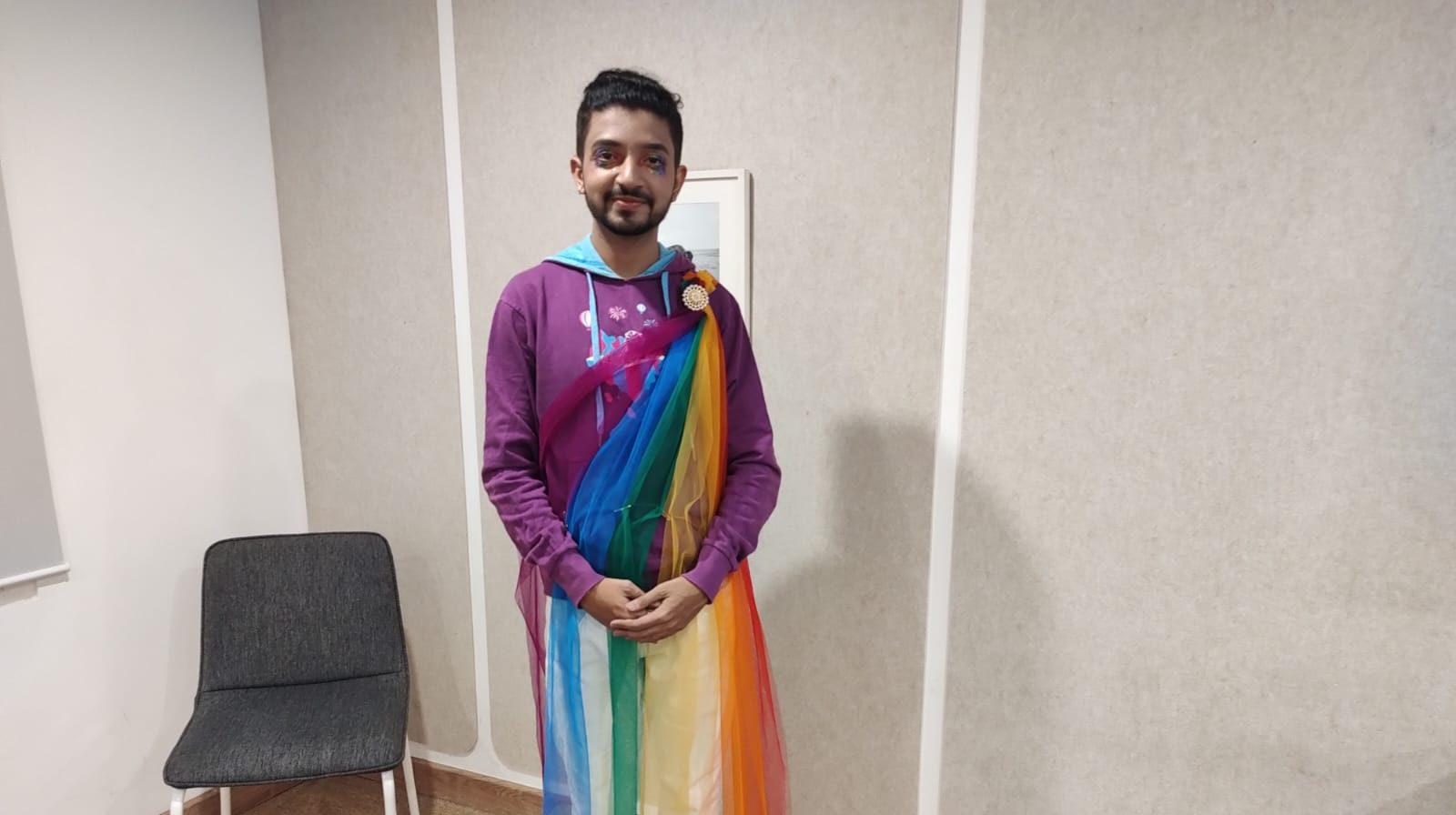 Smitin Bhosale at Satrangi Mela, Hyderabad queer festival.(Ajay Tomar/South First)
