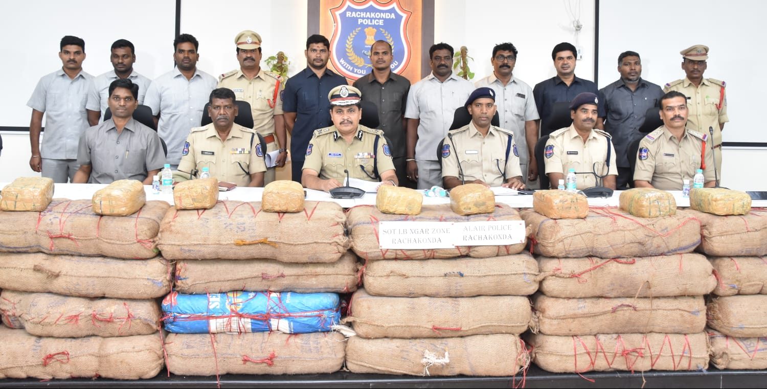 Rachakonda Police with the seized item. (Supplied)