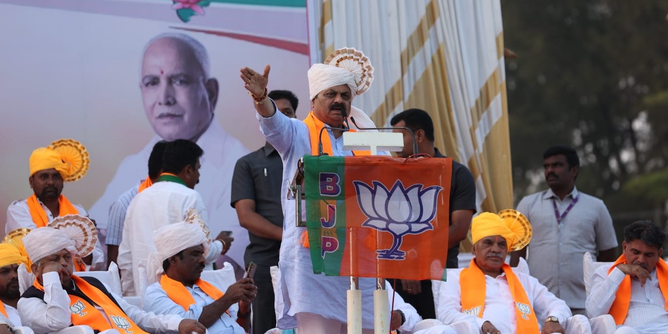 Karnataka Chief Minister Basavaraj Bommai at a Jana Sankalpa Yatra event in the Belagavi district on Wednesday, 9 November, 2022. (BSBommai/Twitter)