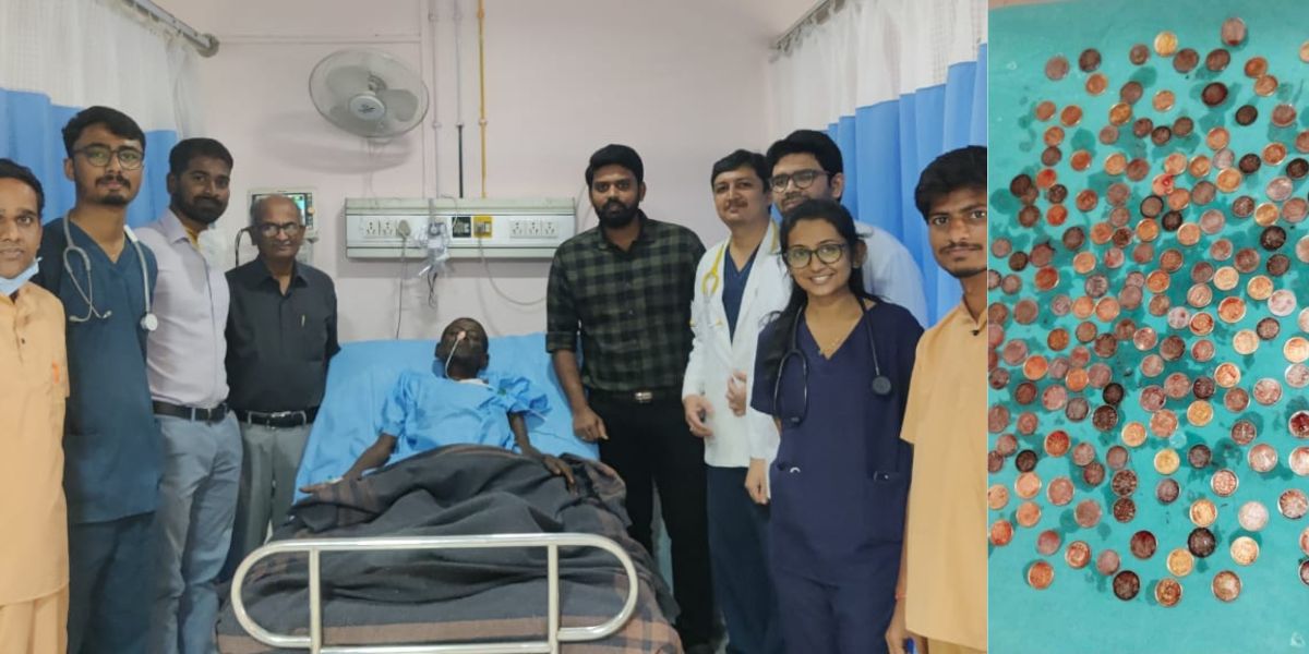 Doctors remove 187 coins from man’s stomach.