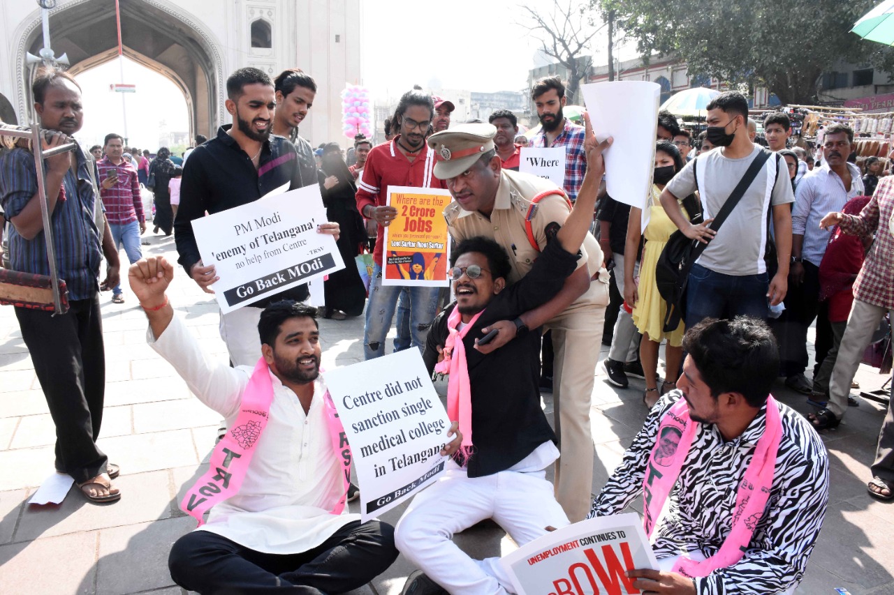 Protests at Charminar. (Supplied)
