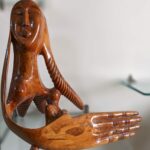 A wooden sculpture made by Srinivasa Rao Somanchi.