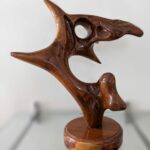 A wooden sculpture made by Srinivasa Rao Somanchi.