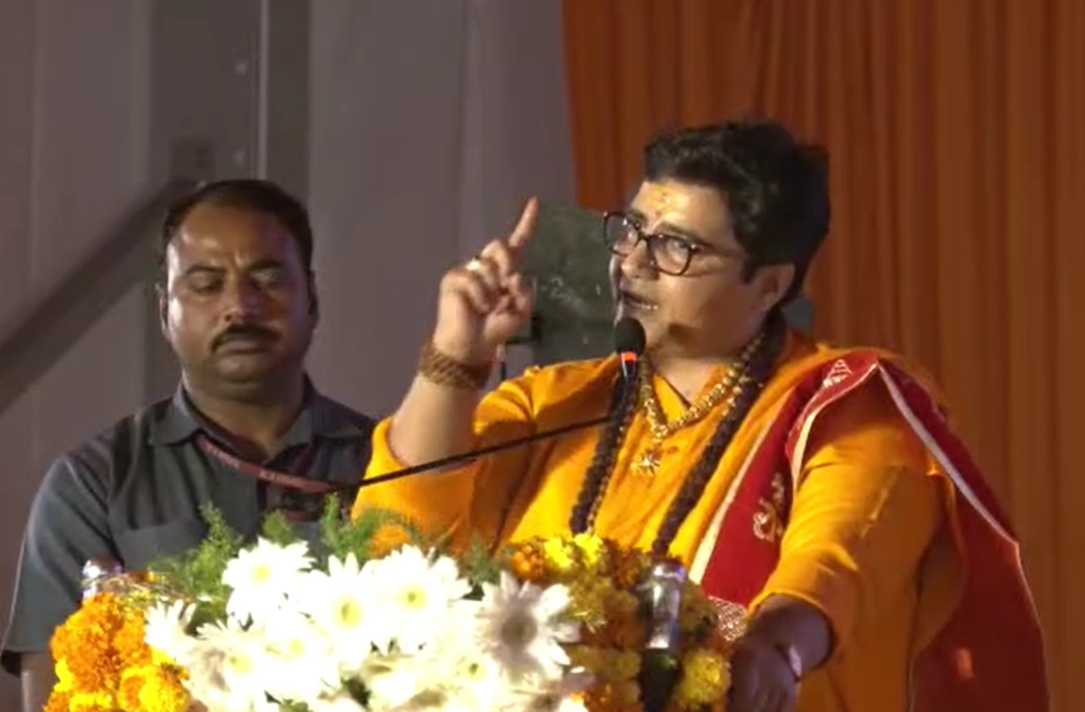 BJP MP Pragya Thakur, also known as Sadhvi Pragya, speaking on Sunday, 25 December at the south region annual convention of the Hindu Jagarana Vedike in Shivamogga, Karnataka.
