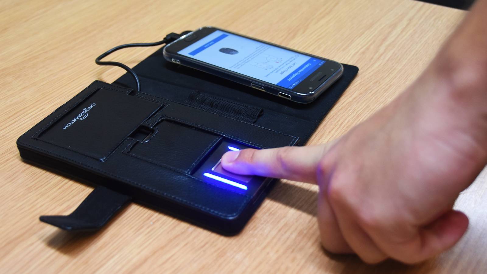 A fingerprint scan device. (Supplied)