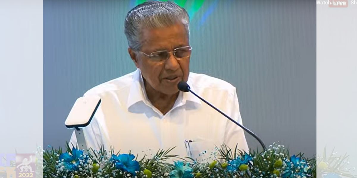 Kerala Chief Minister Pinarayi Vijayan inaugurating IFFK. (Screengrab)