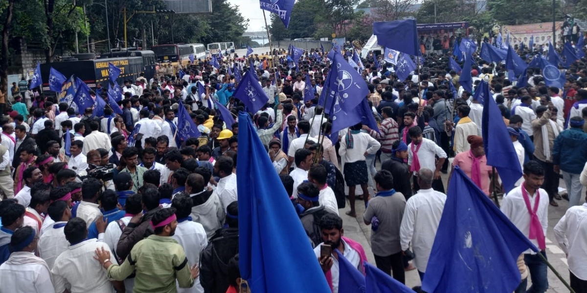 Protesters demanding internal reservation in Karnataka. (CMahadevappa/Twitter)