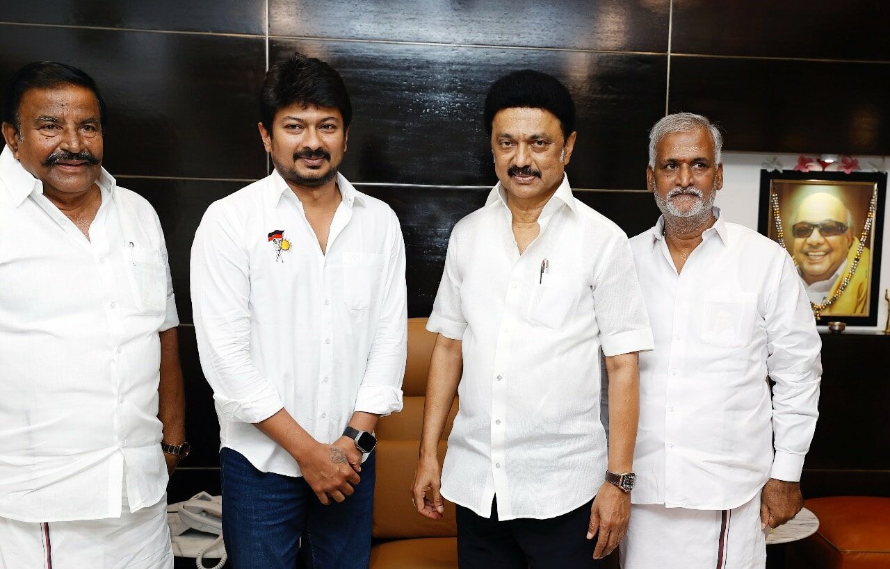 Udhayanidhi with his father and Chief Minister MK Stalin.