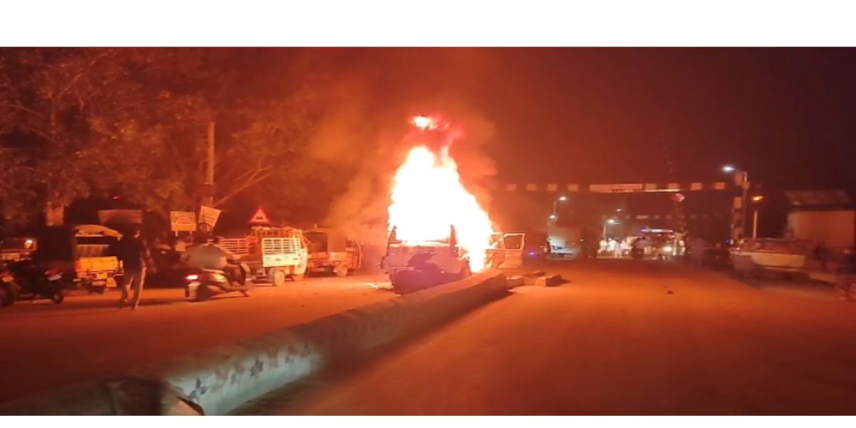burning vehicle