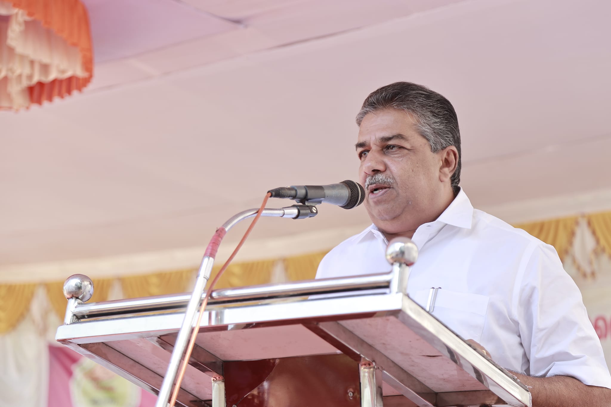 Saji Cherian at a public function in Chengannur, Kerala.
