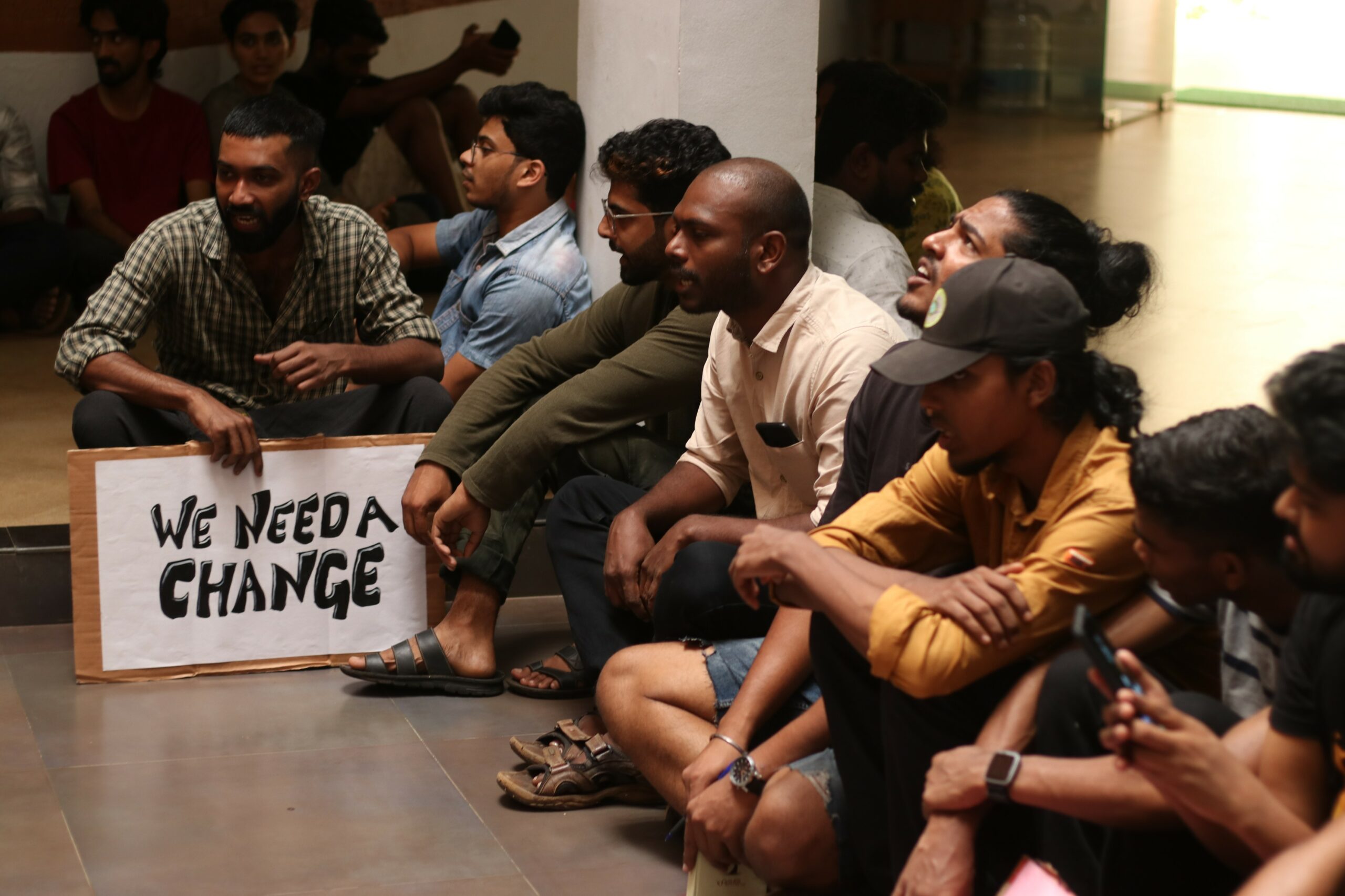 KRNNIVSA students protest demanding the resignation of the institute's Director Shankar Mohan. (Supplied)