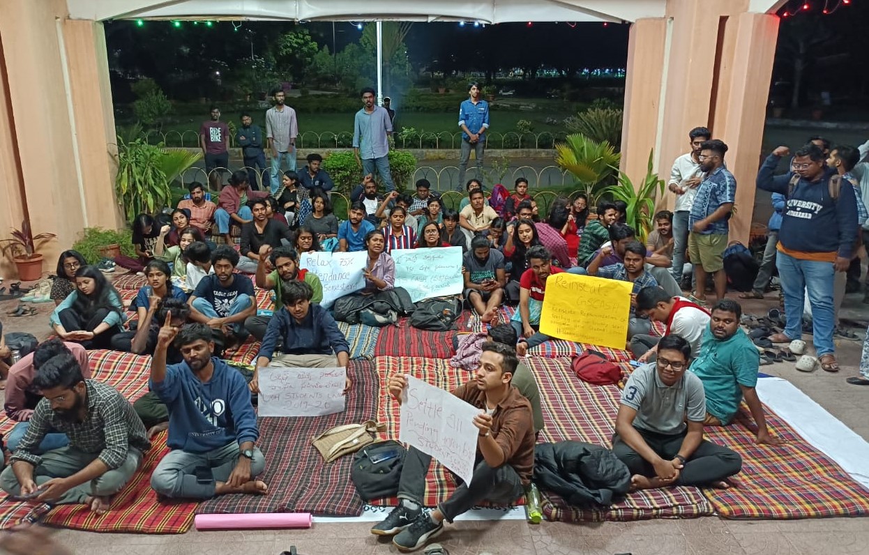The UOH students demanding reinstating of ICC-GSCASH