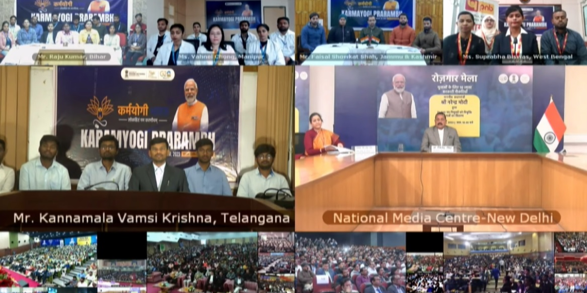 Prime Minister Modi inaugurated Rozgar Melas across the country via video conferencing. (BJP/Twitter)