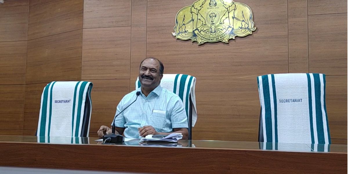 Kerala Finance Minister KN Balagopal during the press conference. (Screengrab)