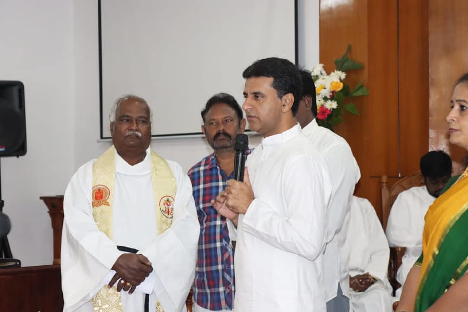 MLA Rizwan Arshad at a Church in Shivajinagar
