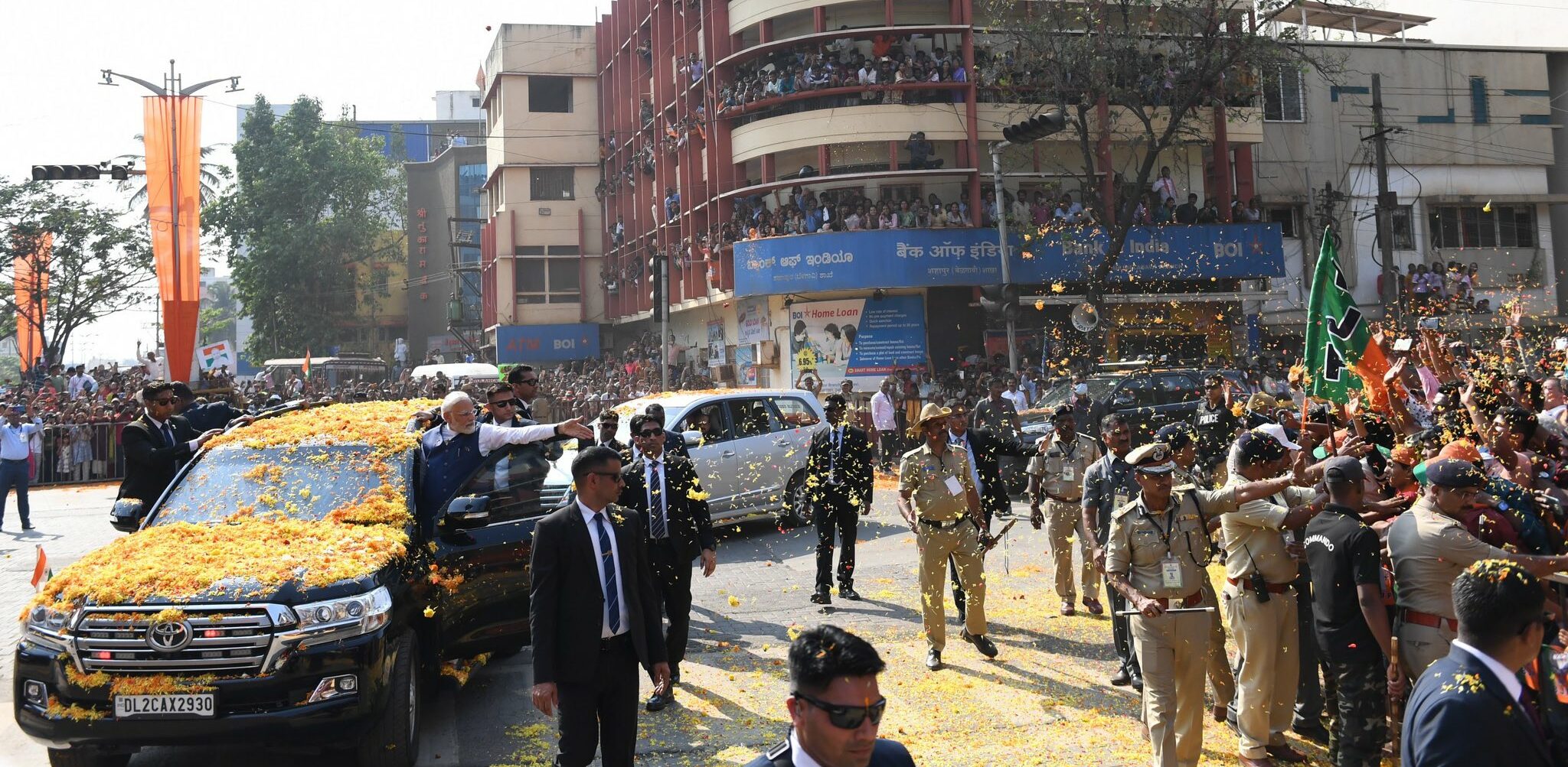 Prime Minister Narendra Modi held a massive 10.7 km road show in Belagavi City on Monday. (Narendra Modi/Twitter)