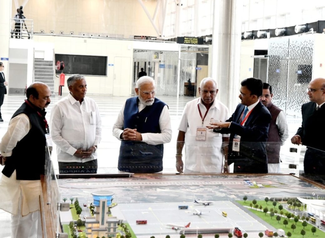Prime Minister Narendra Modi inaugurated the newly developed greenfield Shivamogga airport on Monday. (Narendra Modi /Twitter)