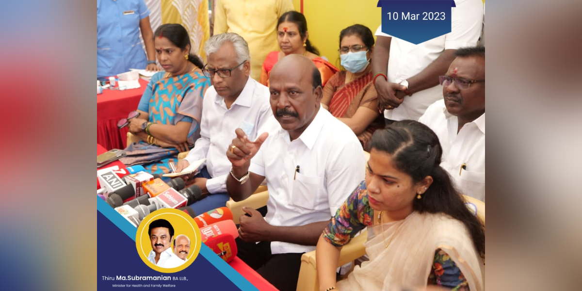 TN Health Minister Ma Subramanian at one of 1,586 fever camps conducted across the state by the Directorate of Public Health. (Twitter)