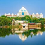 A view of new Telangana Secratariat from Hussain Sagar