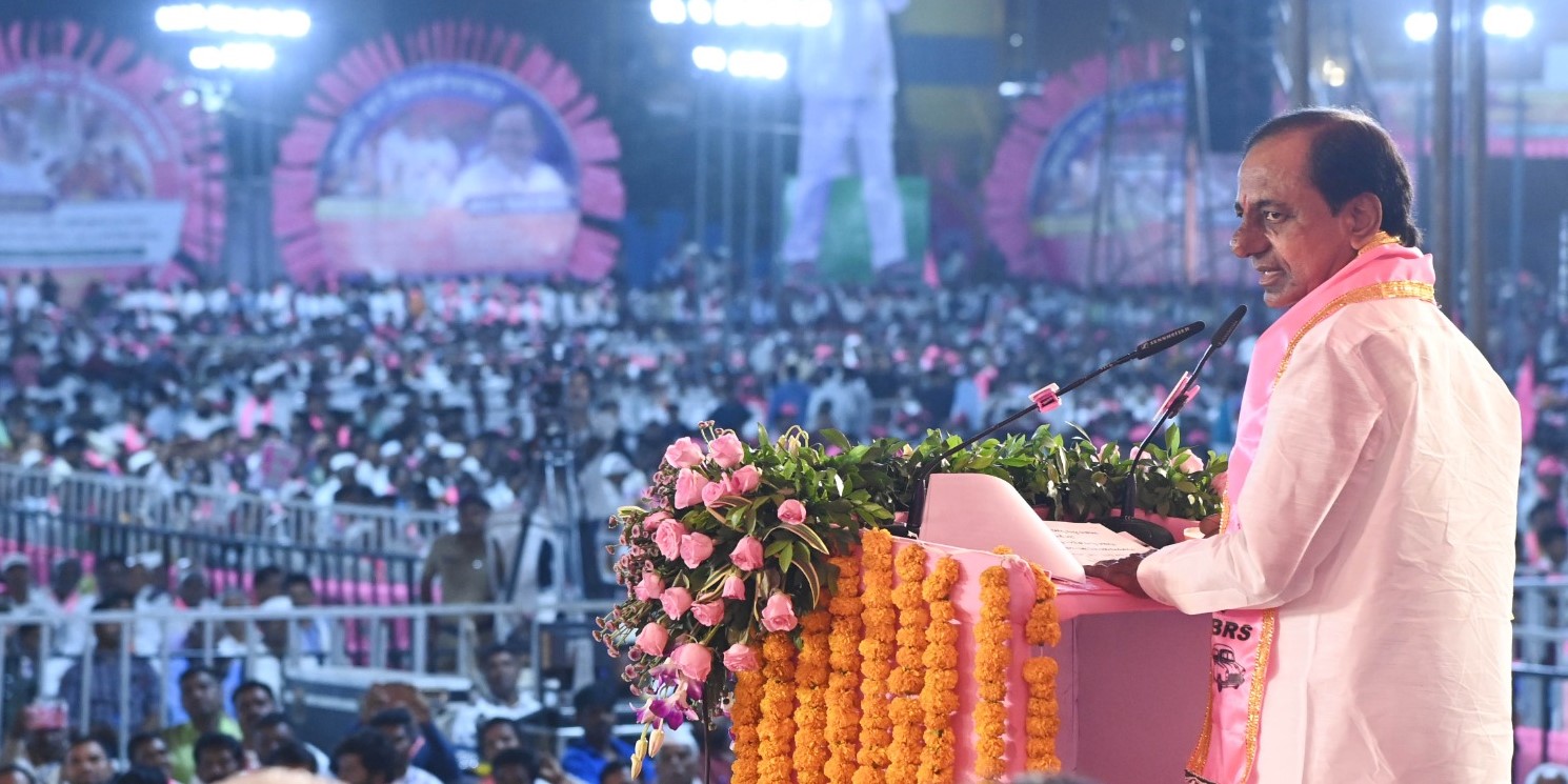 KCR speaking in Aurangabad. (Supplied)