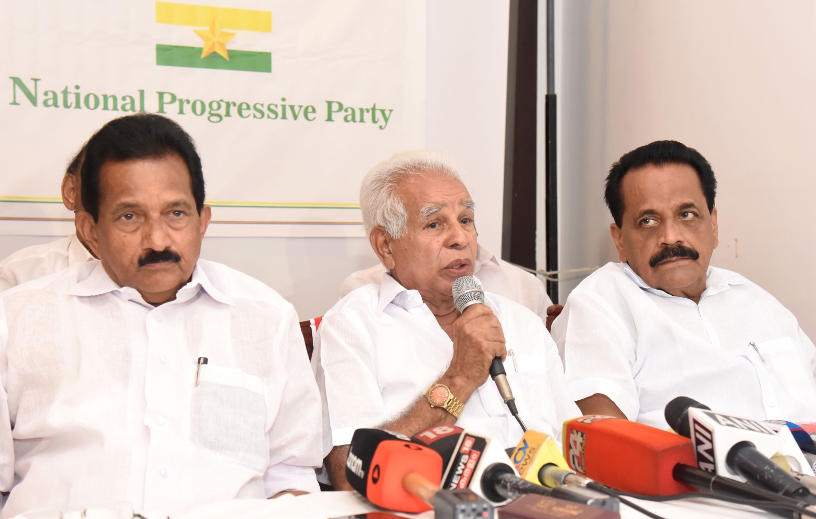 (From left) Mathew Stephen, VV Augustine, and Johny Nellore at the launch of the new party on Saturday, 22 April, 2023. (Supplied)