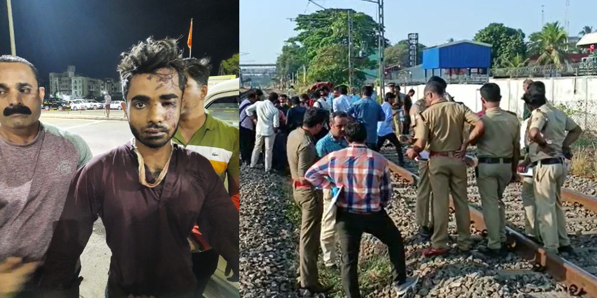 Shahrukh Saifi, police at the site of the train arson. (Twitter)