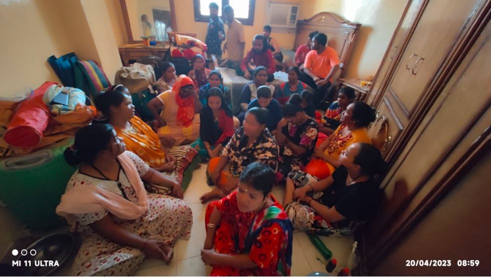 Stranded Hakki-Pikki women at Labicalia Lodge in Khartoum in Sudan on Thursday. (Supplied)