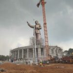 Under construction 125 foot tall Ambedkar statue in Hyderabad