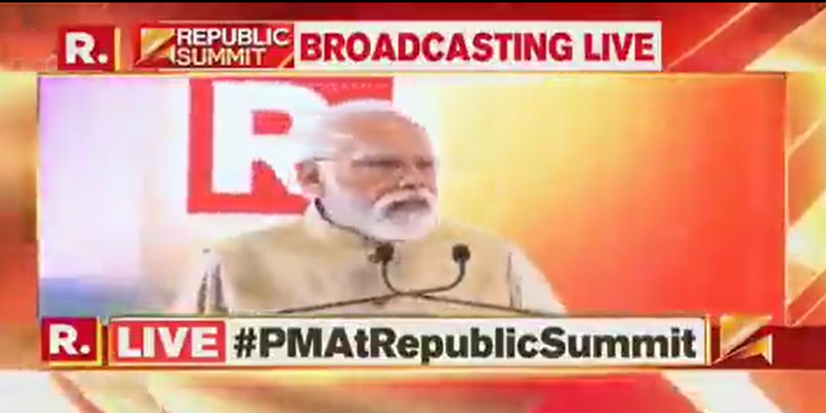 Screengrab of Modi's speech that was televised. (Twitter)