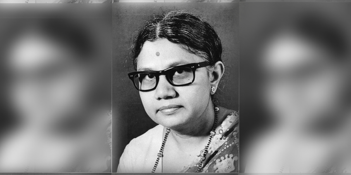 A black-and-white of Anupama Niranjana in her early middle age
