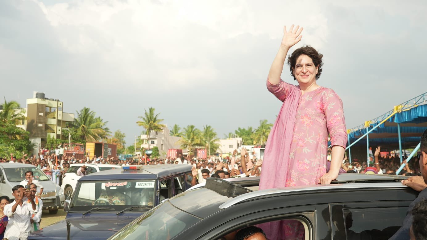 Priyanka Gandhi Vadra at a rally in Karnataka. (Twitter)