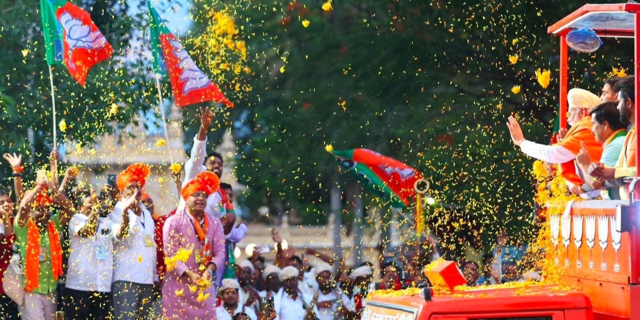PM Modi at a roadshow in Karnataka