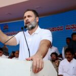 Congress party leader Rahul Gandhi addressing the gathering. (Supplied)