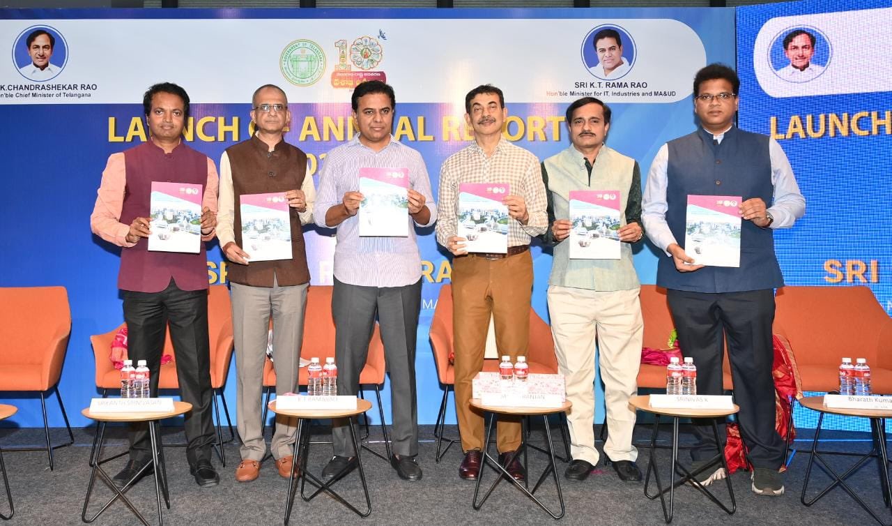 Telangana IT Minister KTR releasing ITEC annual report