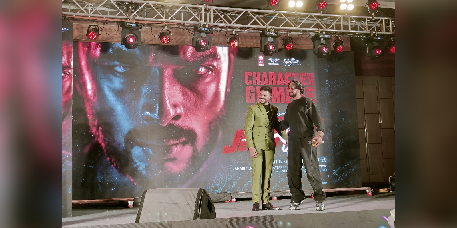 Kichcha Sudeep with Sanchith Sanjeev at the teaser event of the Jimmy