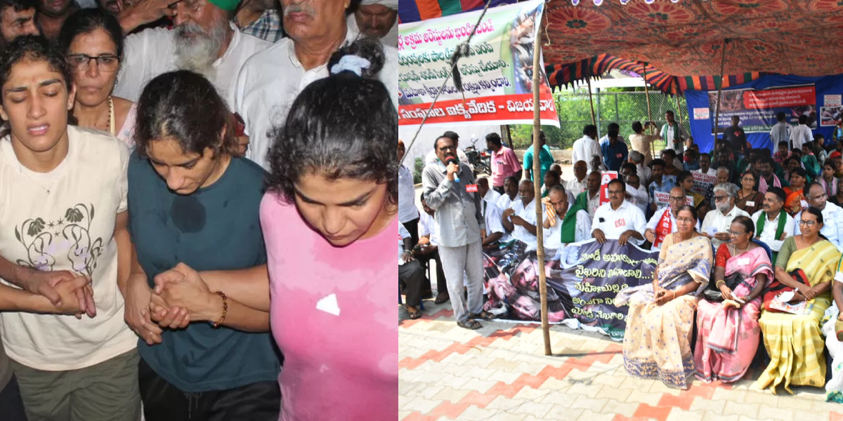 Revoke charges against wrestlers, arrest Brij Bhushan as Andhra Pradesh activists shows support with wrestlers
